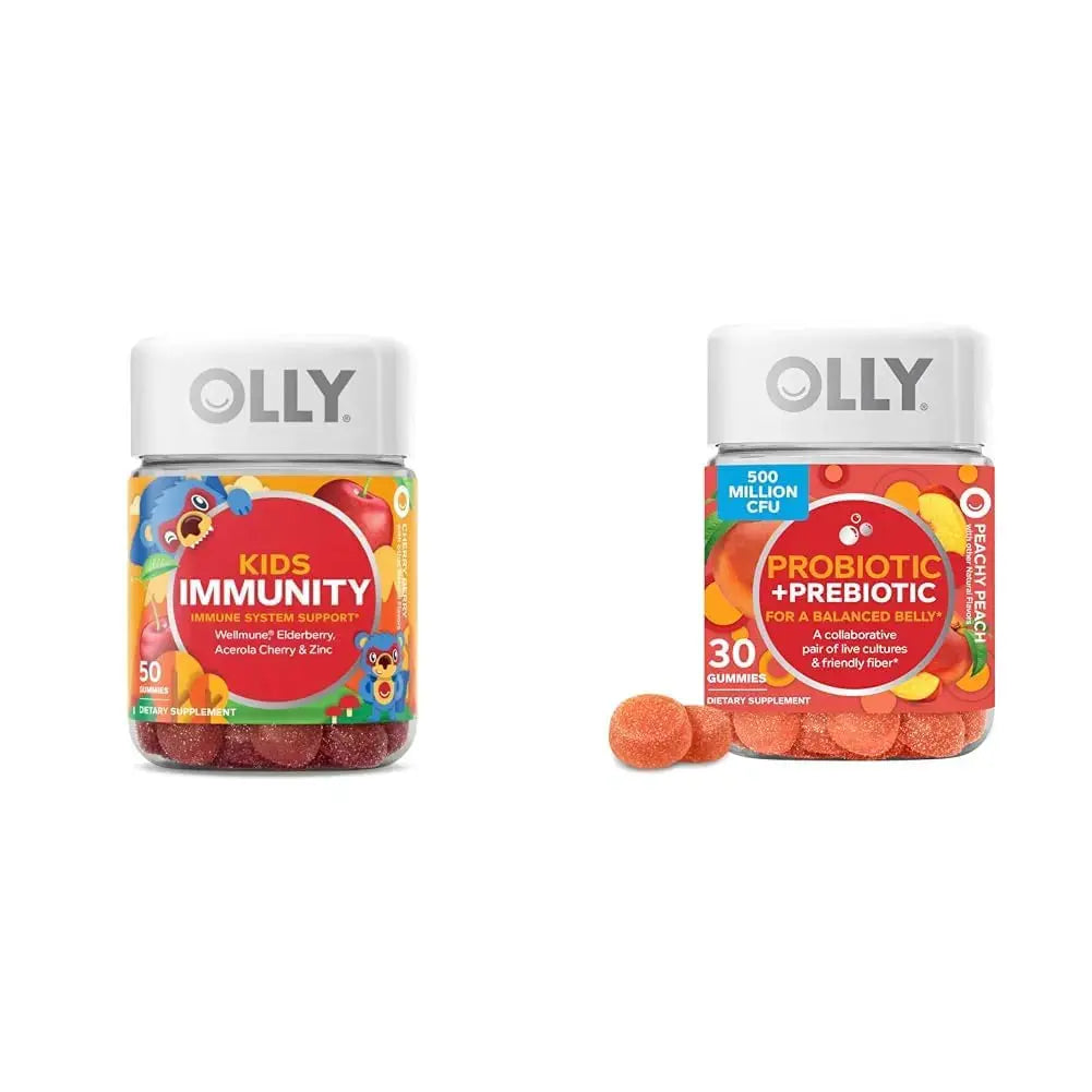 OLLY Kids Immunity Gummy, Immune Support, Wellmune, Elderberry, Vitamin C, Zinc & Probiotic + Prebiotic Gummy, Digestive Support and Gut Health, 500 Million CFUs, Fiber OLLY Au supplements