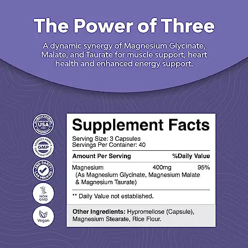 Triple Magnesium Complex Supplement 400mg Elemental - High Absorption Magnesium Natures Craft Au supplements