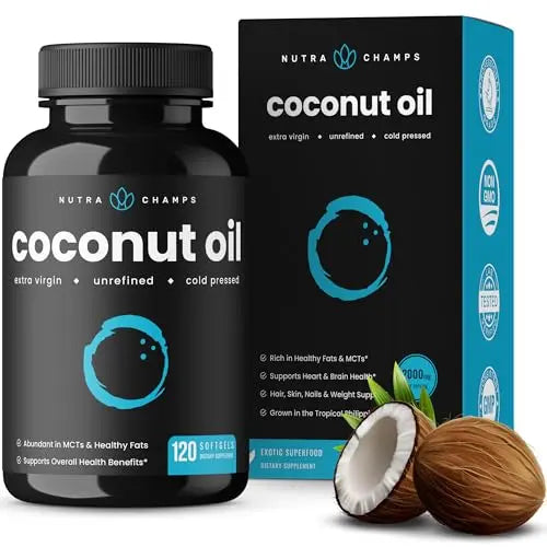 NutraChamps Organic Coconut Oil Capsules 2000mg - 120 Softgels Extra Virgin, Unrefined NutraChamps Au supplements
