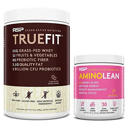 RSP NUTRITION AminoLean Pre Workout Energy (Pink Lemonade 30 Servings) with TrueFit RSP NUTRITION Au supplements
