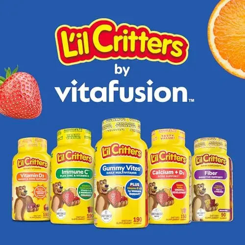 L’il Critters Gummy Vites No Sugar Added Daily Gummy Multivitamin for Ages 2+ Toddlers & Kids, Vitamin C, D3 for Immune Lil Critters Au supplements