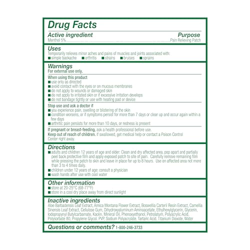 Biofreeze Menthol Pain Relieving Patches (5 Patches Per Box) Up To 8 Hours Of Pain Relief From Sore Muscles, Arthritis, Backaches, Spains, Bruises, Strains And Joint Pain (Package May Vary) Biofreeze Au supplements