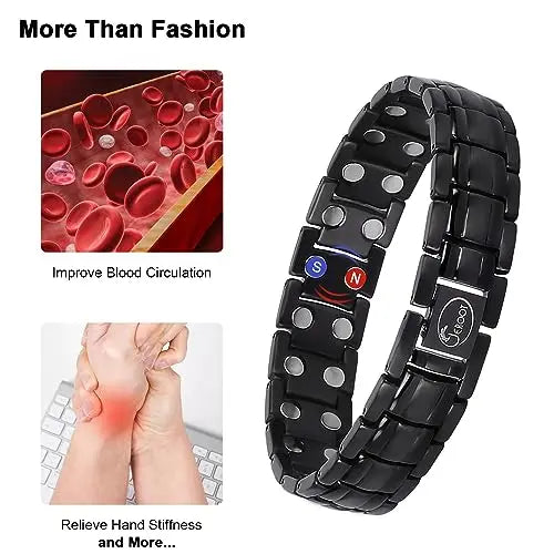 JEROOT Magnetic Bracelets for Men, Pure Titanium Double Row Strong Magnets JEROOT Au supplements