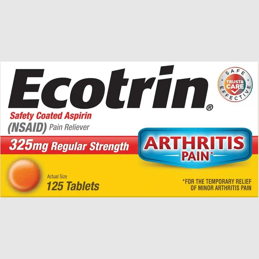 Ecotrin Safety Coated Aspirin Arthritis Pain Reliever Tablets, Regular Strength, NSAID 325 mg, 125 ct (Pack of 2) Ecotrin Au supplements