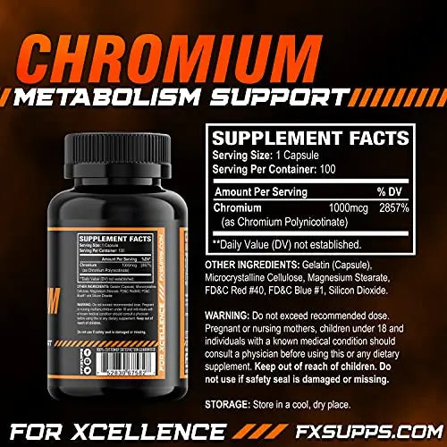 FX Supps Chromium Polynicotinate 1000 mcg (100 Capsules) Weight Management Supplements FXSUPPS Au supplements