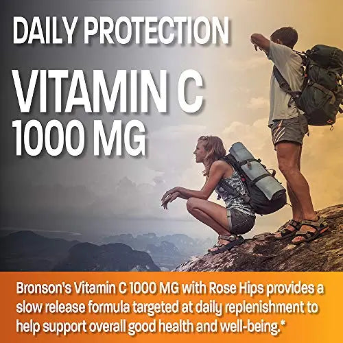 Bronson Vitamin C 1000 mg with Rose Hips Sustained Release, 250 Tablets Bronson Au supplements