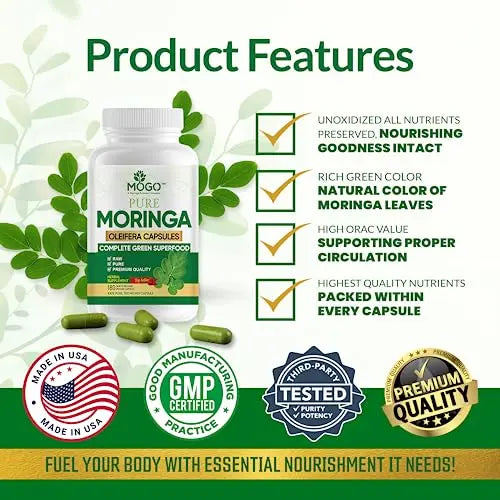 MOGO Moringa Oleifera Capsules | 100% Pure Single Origin Moringa Leaf Powder Supplement MOGO Au supplements