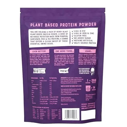 Roots 'n Shoots Vegan Protein, Shake, Berry Flavour, with Added B12, 26g Protein ROOTS 'N SHOOTS Au supplements
