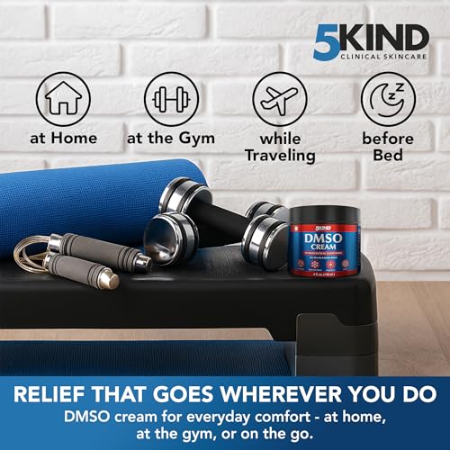 5Kind DMSO Cream for Pain Relief 4 fl oz - 99.9% Pure DMSO Pharmaceutical Grade Cream - Aloe Vera, Magnesium, Arnica & Menthol - Topical Muscle and Joint Pain Relief - Registered NDC - Made in USA 5kind clinical skincare Au supplements