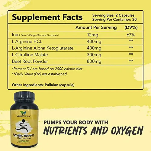 VeraWella - Runners Support Starting Line, Nitric Oxide Booster with L-Arginine, L Citrulline VeraWella Au supplements