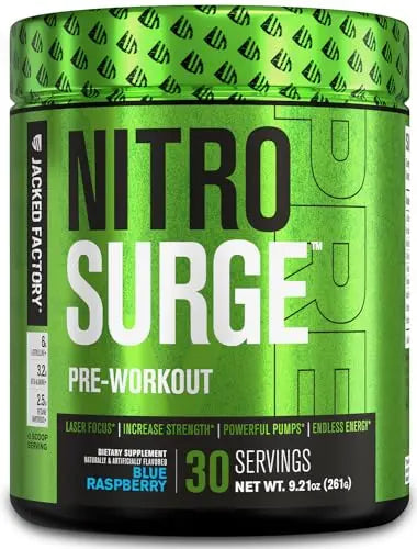 NITROSURGE Pre Workout Supplement - Energy Booster, Instant Strength Gains Jacked Factory Au supplements