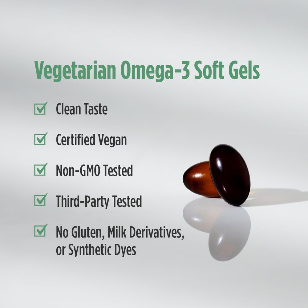 Nordic Naturals Algae Omega - 120 Soft Gels - 715 mg Omega-3 - Certified Vegan Algae Oil - Plant-Based EPA & DHA - Heart, Eye