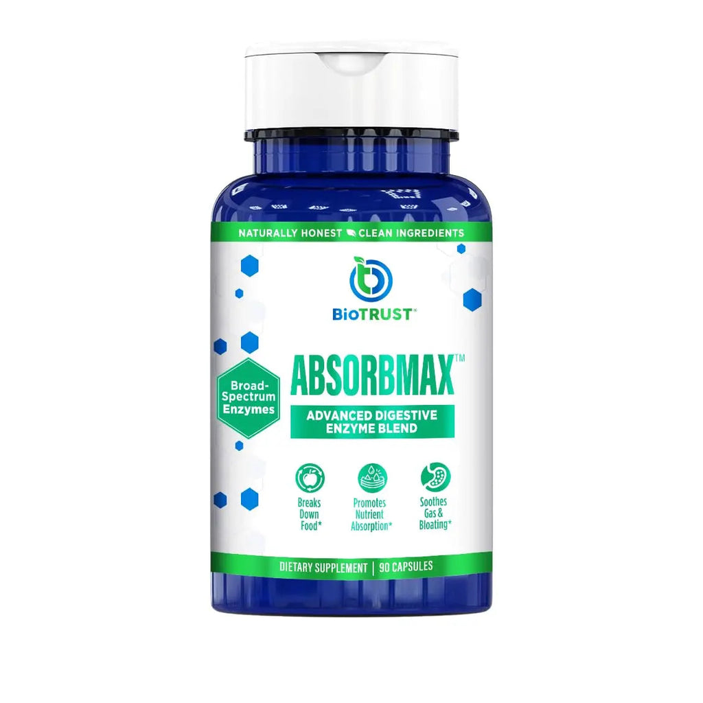 BioTrust AbsorbMax Broad Spectrum Digestive Enzyme Blend, Gluten Free, Non GMO, Digestive Support for Nutrient Digestion, Absorption and Periodic BioTrust Au supplements