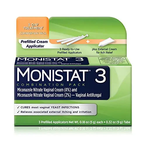 Monistat 3 Day Yeast Infection Treatment for Women, 3 Miconazole Pre-Filled Cream Applicators & External Monistat Au supplements