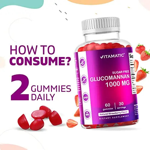 Vitamatic Sugar Free Glucomannan Gummies (Amorphophallus Konjac Root) - 1000mg per Vitamatic Au supplements