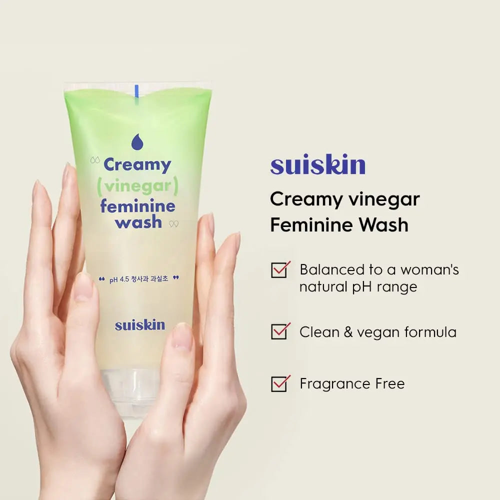 Suiskin Green Apple Vinegar Feminine Wash | Removes odor, pH balanced with Vegan Probiotics, Fragrance-free Suiskin Au supplements