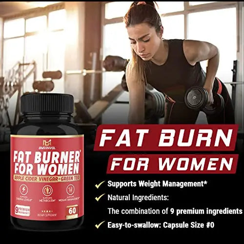 Fat Burner for Women, 9-in-1 Powerful Blend of Apple Cider Vinegar, Green Tea, Garcinia Cambogia BMVINVOL Au supplements