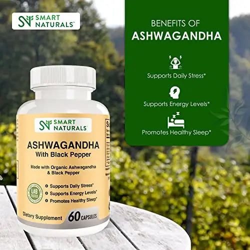 Smart Naturals Organic Ashwagandha with Black Pepper Herbal Supplements, Relieves Smart Naturals Au supplements