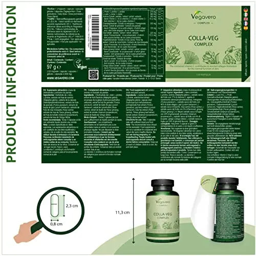 Vegavero Vegan Collagen Supplement | 2000mg | Complex with L-Lysine, L-Proline, Vitamin C (Acerola) & Superfoods Extracts | NO Additives, Lab-Tested | 120 Capsules Vegavero Au supplements