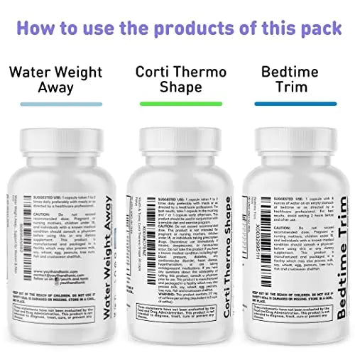 Youth & Tonic Shred Sculpt Lean 3 x Diet Pills w Water Weight Away & Cortithermo Shape Youth & Tonic Au supplements