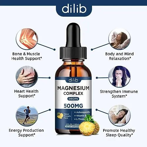 Triple Magnesium Complex Supplement-Magnesium Glycinate, Citrate, Malate Liquid Drops dilib Au supplements