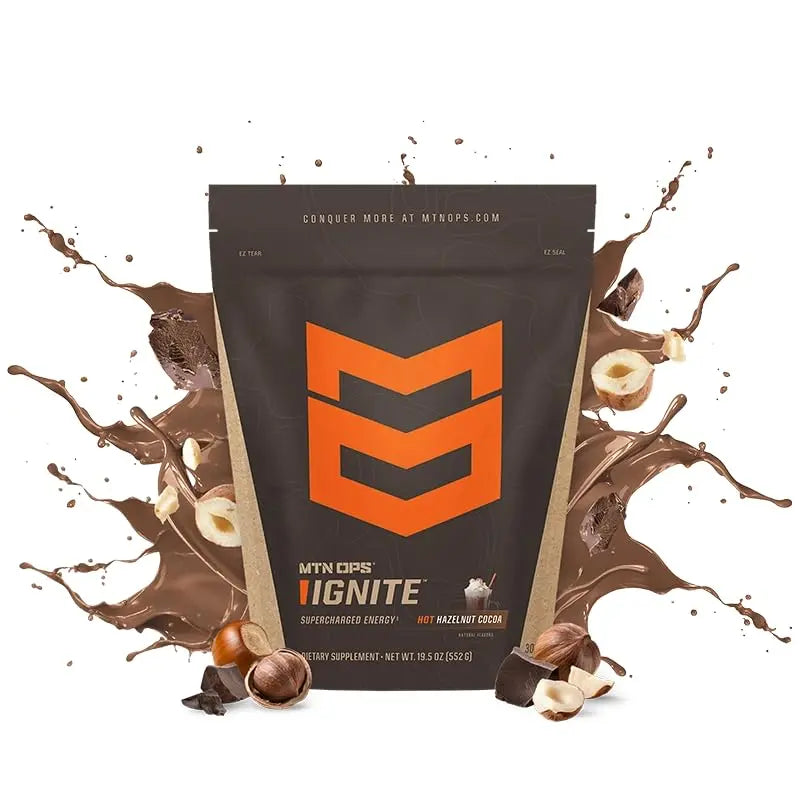MTN OPS Hot Ignite Supercharged Energy Drink Mix Focus Enhancer, Hazelnut Cocoa MTN OPS Au supplements