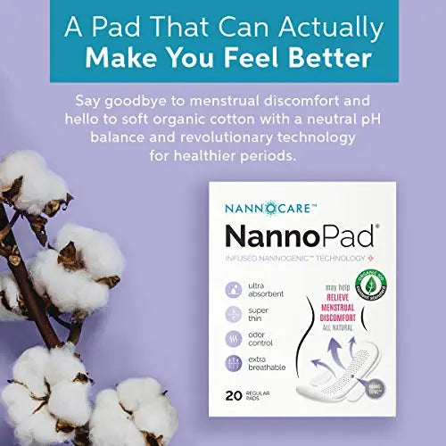 NannoPad Regular Pads for Women - Nannocare Certified Organic Cotton Pads - Pads with Wings NannoPad Au supplements