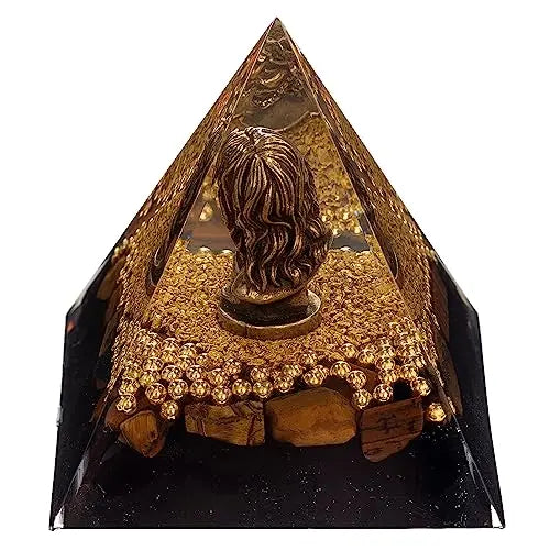 FENGSHUI-CAISHEN Mini Jesus Figurine in Healing Crystal Orgone Pyramid - Obsidian Tiger's Eye FENGSHUI-CAISHEN Au supplements