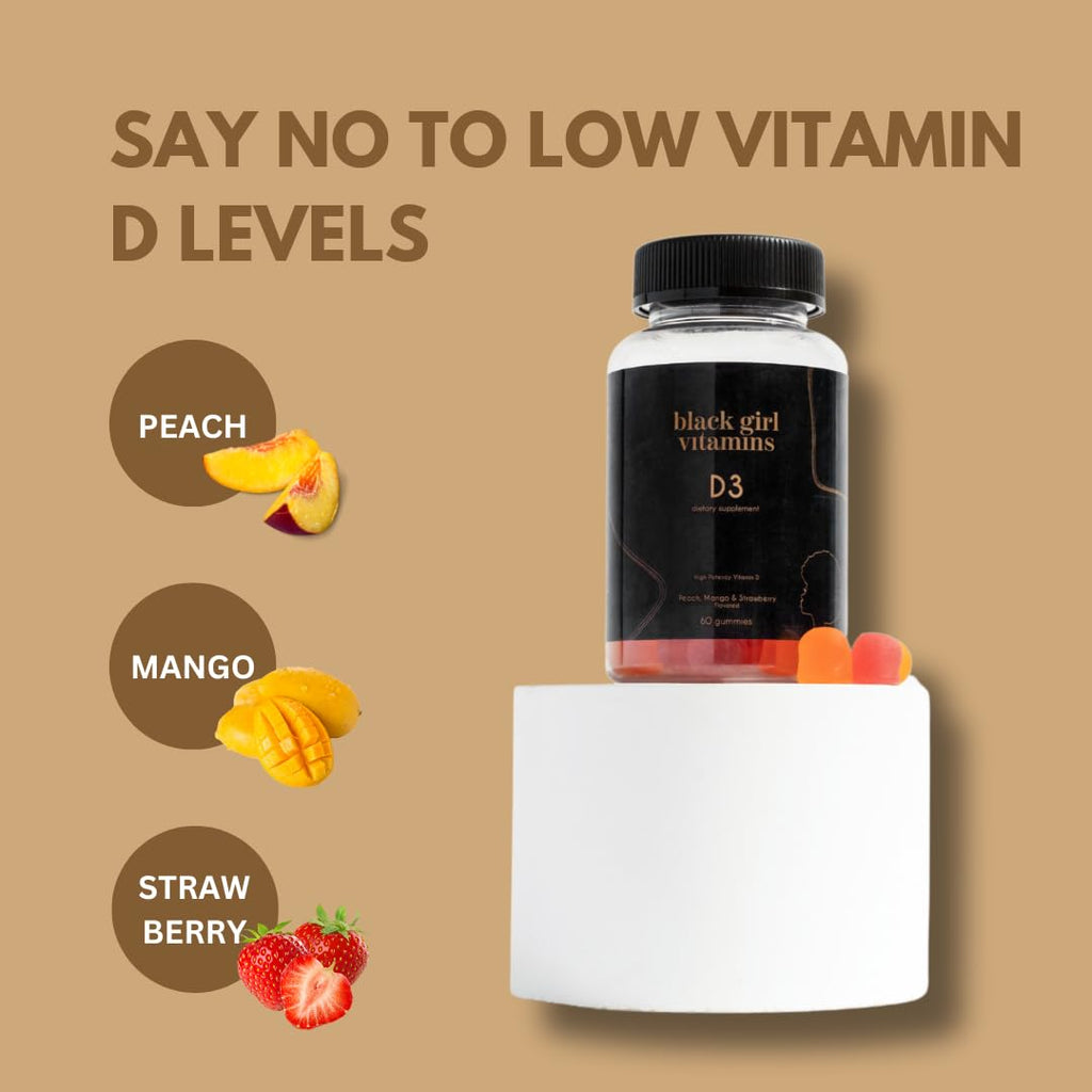 Black Girl Vitamins - Vitamin D3 Gummies, for Immune, Energy, and Bone Support, 2000IU (50mcg) Vitamin D per Serving