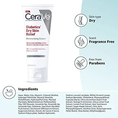 CeraVe Moisturizing Cream for Diabetics’ Dry Skin, Urea Cream with Bilberry for Face and Body, Fragrance Free CeraVe Au supplements