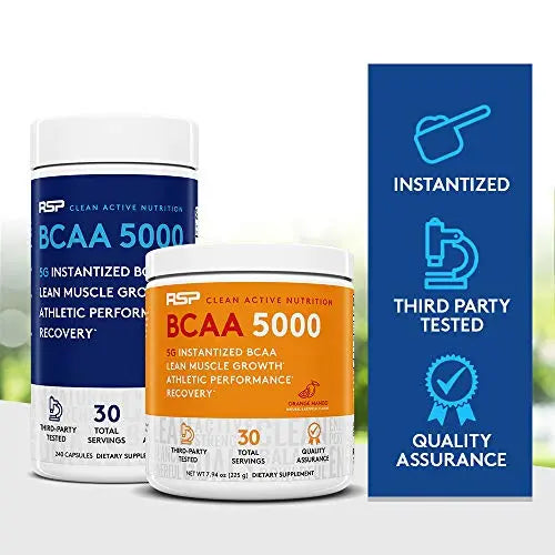 RSP BCAA 5000 (30 Serv), Premium BCAA Capsules for Post Workout Muscle Recovery RSP NUTRITION Au supplements