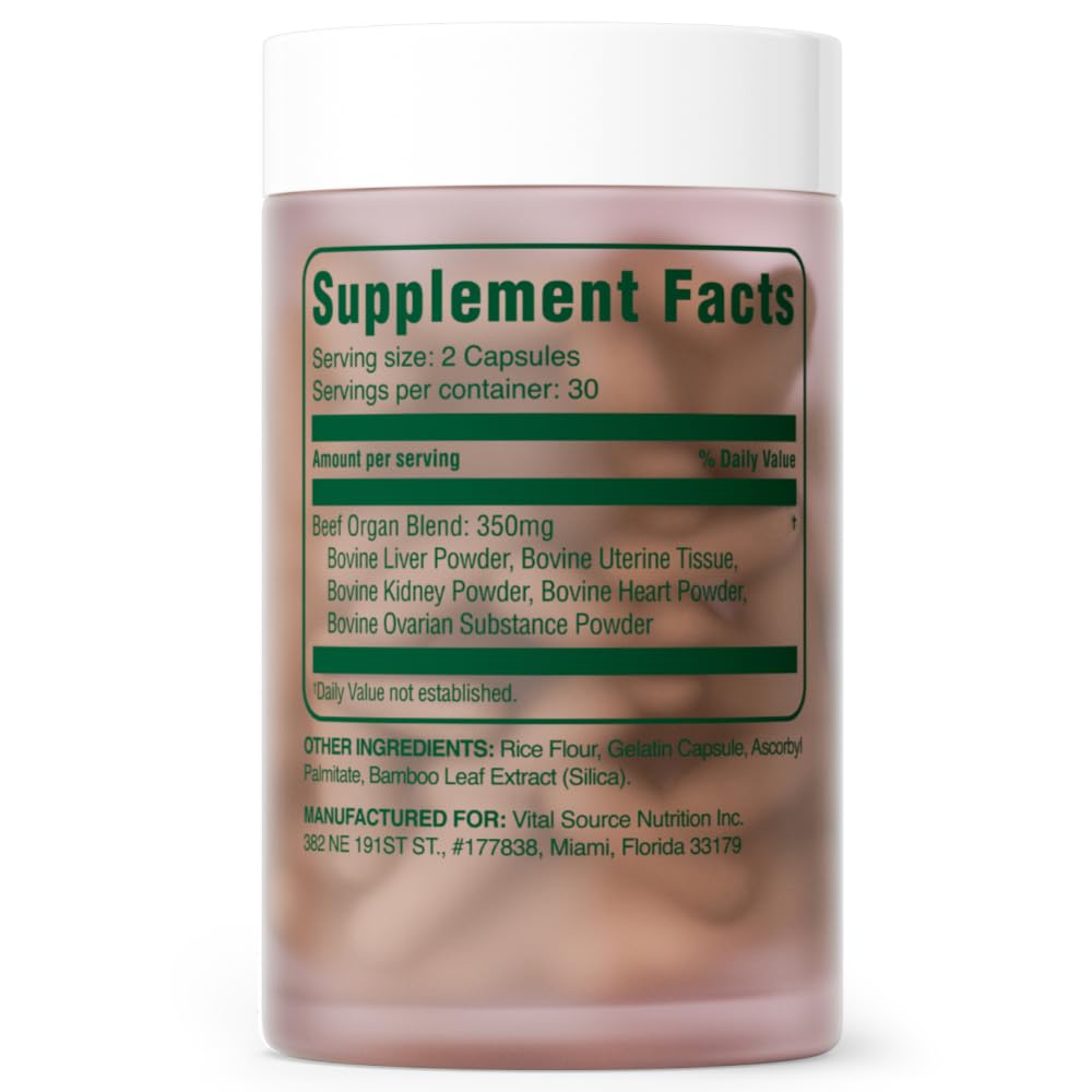 Vital Source Nutrition - BiFi Capsules - Premium Primal Organ Blend - Supports Hormone Health, Energy, Stamina & Clarity - Daily Vitality - Ancestral Supplements for Women - No Artificial Ingredients Vital Source Nutrition Au supplements