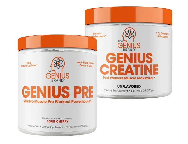 Genius Pre Workout Powder, Sour Cherry, and Genius Micronized Creatine Monohydrate The Genius Brand Au supplements