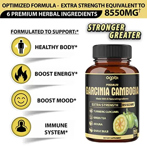 Premium Garcinia Cambogia 20:1 Extract Capsules 8550 mg - with Green Tea, Arjuna agobi Au supplements