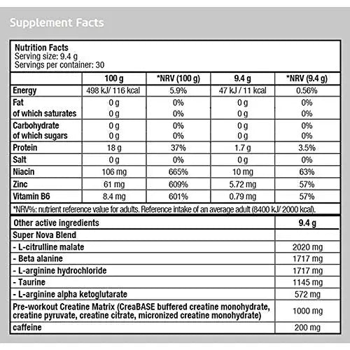 BIOTECH USA Supernova 282 g | Pre-Workout Booster - 30 Servings | Energy Powder Biotech USA Nutrition Au supplements