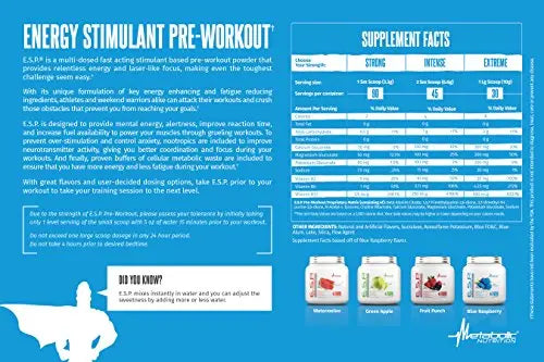 Metabolic Nutrition | ESP - Stimulating Pre Workout, Pre Intra Workout Supplement | Energy Metabolic Nutrition Au supplements