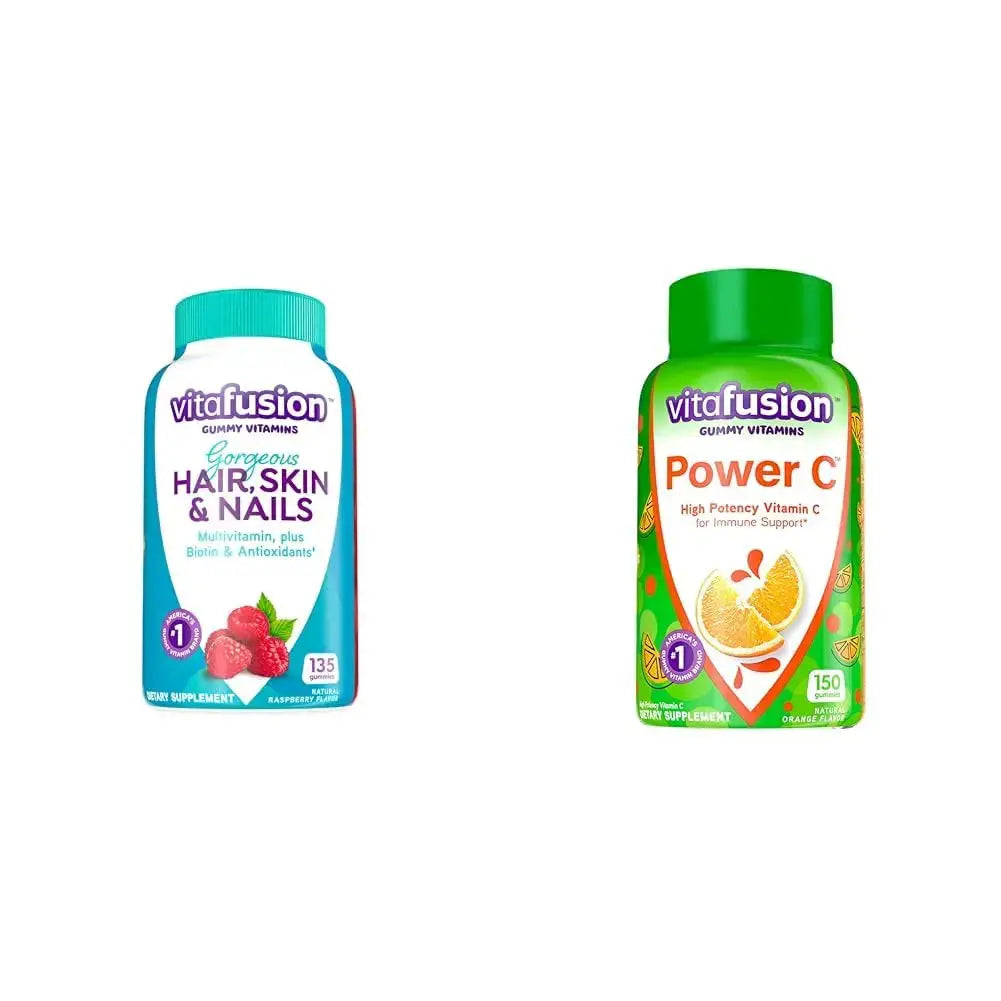Vitafusion Gorgeous Hair, Skin & Nails Multivitamin Plus Power C Vitamin C Gummies for Immune Support Bundle, 135ct & 150 Count Vitafusion Au supplements