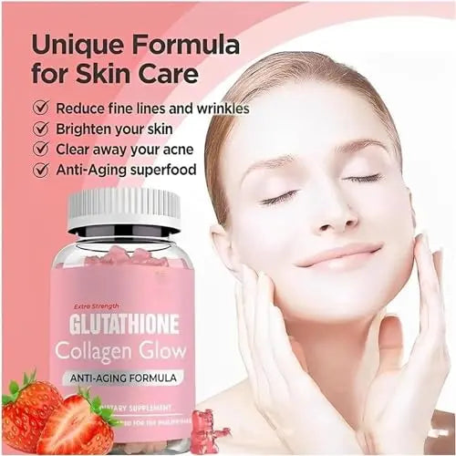 Glutathione Collagen Gummies,Glutathione Collagen Glow Gummies for Dark Spot,60 Pieces Pelinuar Au supplements