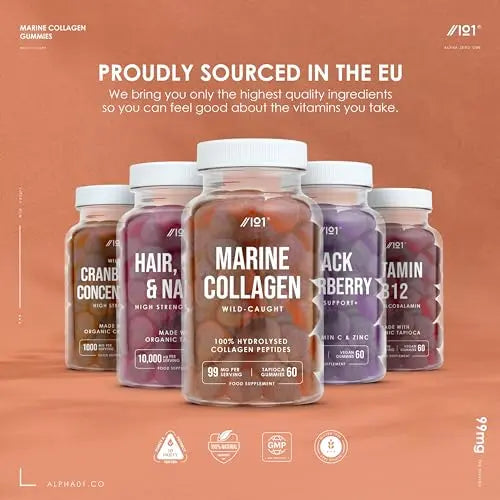 Marine Collagen Gummies - Wild-Caught Marine - Tapioca Based - High Potency Hydrolysed Marine Collagen Gummies ALPHA01 Au supplements