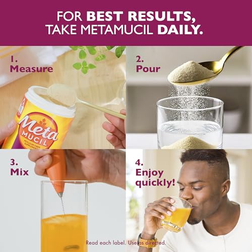 Metamucil 4-in-1 Psyllium Husk Friendly Fiber Supplement, Sugar-Free, 180 teaspoons, Orange Flavored, Daily Fiber Powder for Digestive Health