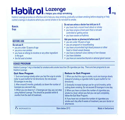 Habitrol Nicotine Lozenge Mint Flavor 216 Lozenges (1mg) Habitrol Au supplements