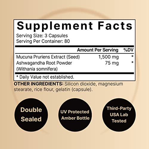 Mucuna Pruriens Capsules, Triple Strength 1500mg Per Serving, 2 in 1 Formula NatureBell Au supplements