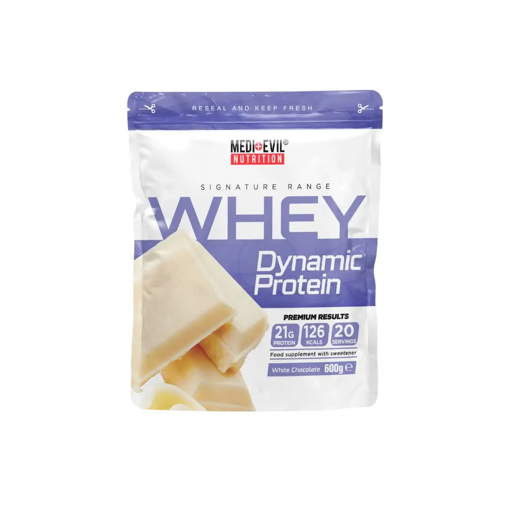 Medi-Evil Nutrition Whey Dynamic Protein, White Chocolate Flavour, 600g, 20 Servings Medi-Evil Au supplements