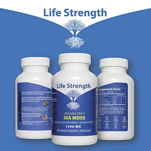 Life Strength Organic Sea Moss 120 CT Wildcrafted Irish Sea Moss and Bladderwrack Burdock Life Strength Au supplements
