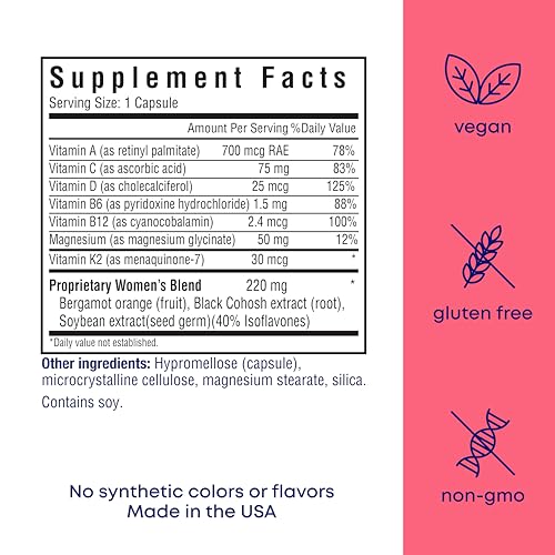 Her Own Menoprim, Menopause Support, Female Hormonal Balance Capsules for Night Sweats, Hot Flashes & Mood Swing Support, Bergamot Orange & Black Cohosh Root, 60 Capsules her own Au supplements