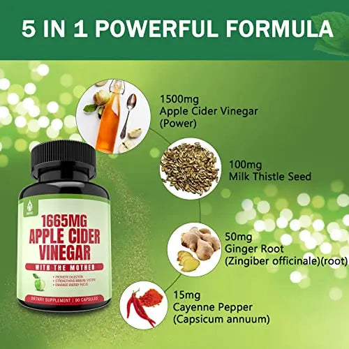 Sugar Free Apple Cider Vinegar Capsules with The Mother, New Formula with Milk Thistle EnvyDeal Au supplements