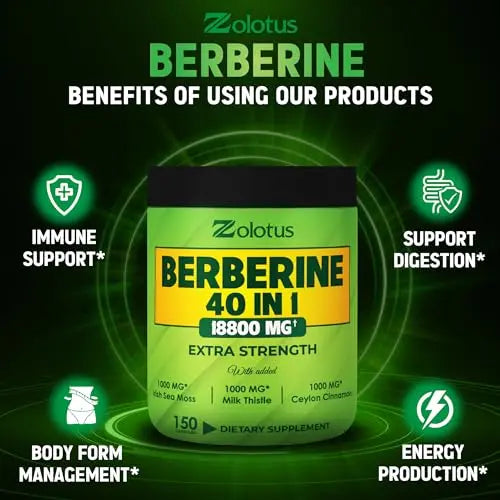 Zolotus 18800mg Berberine Supplement 40 in 1, with Sea Moss, Cinnamon, Milk Thistle Zolotus Au supplements