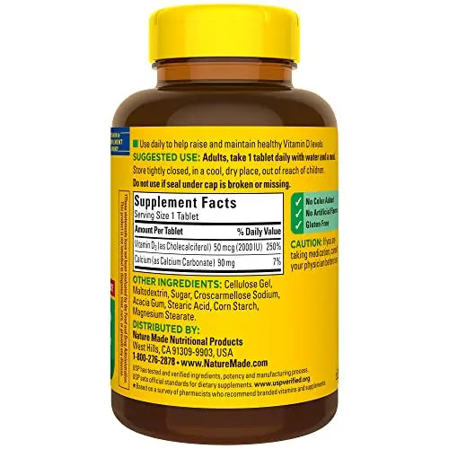 Nature Made Vitamin D3 2000 IU (50 mcg), Dietary Supplement for Bone, Teeth Nature Made Au supplements
