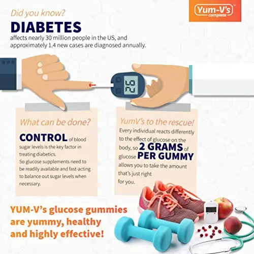 YumVs Complete Glucose Gummies, Raspberry Flavor, (60 Ct); Chewable YUM-V'S Au supplements