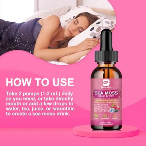 3000mg Sea Moss Liquid Drops - Organic Black Seed Oil & Irish Sea Moss B BEWORTHS Au supplements